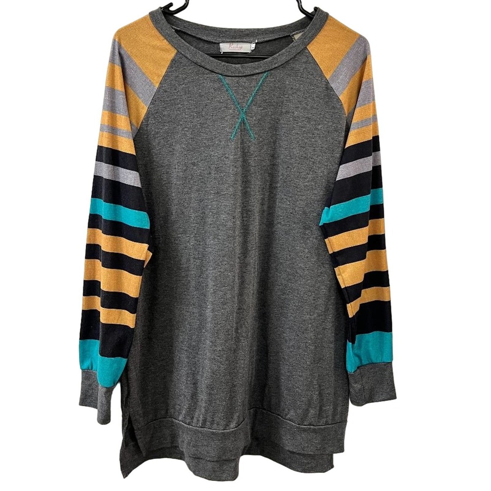 Roshop | Grey Striped Long Sleeve | Size Large